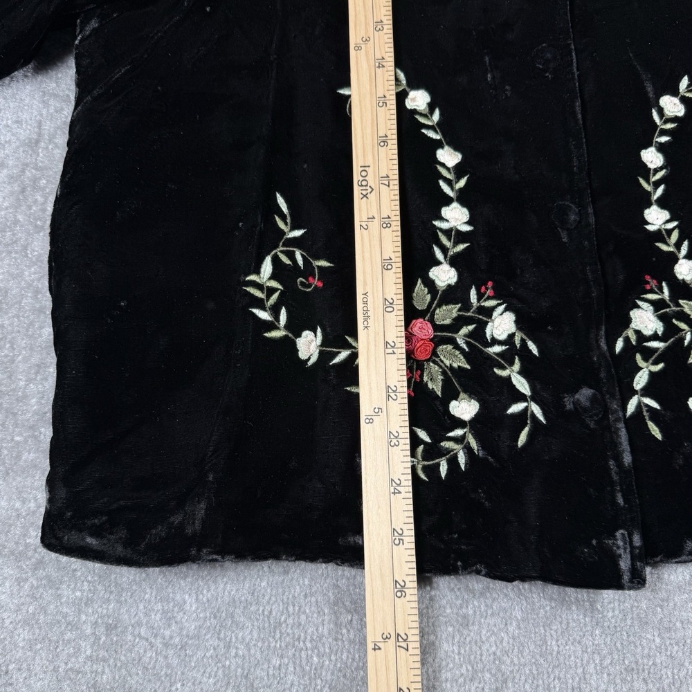 VTG Neckworks Velvet Jacket Women's XL Black Floral Embroidered Evening Holiday - Picture 7 of 7
